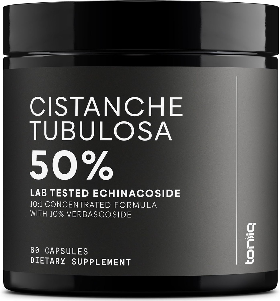 Cistanche Tubulosa Extract - Ultra High Potency 10:1 Pura 50% Echinacoside & 10% Verbascoside - Erittäin väkevä - kolmannen osapuolen laboratorion testattu - 60 kapselia