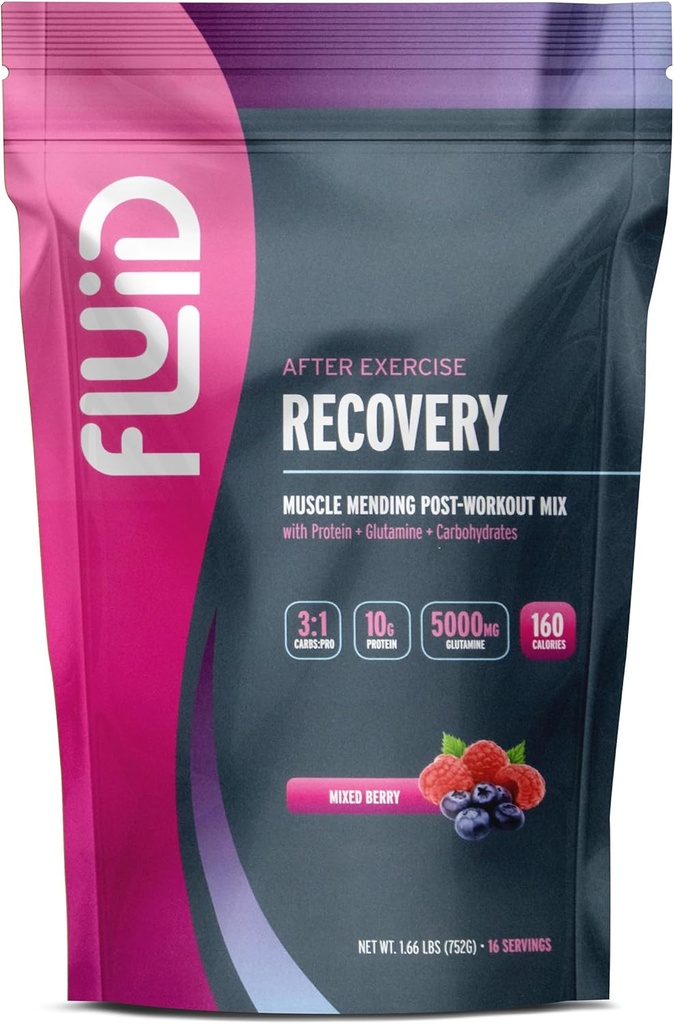 Fluid Recovery Post-Workout Drink Mix - Hera Isolaattiproteiini, L-glutamiini, Karbs, Kaikki luonnolliset ainesosat, Gluteeniton, Laktoositon (Mixed Berry)