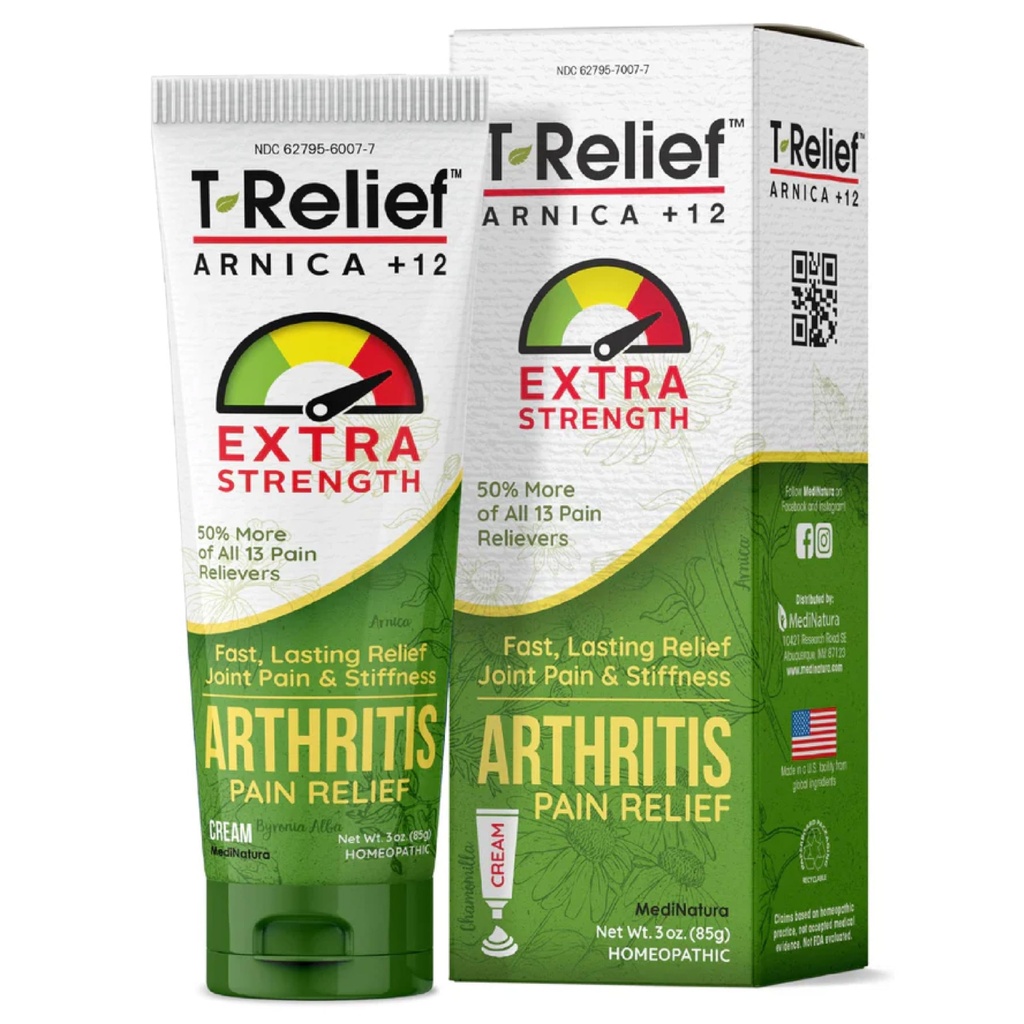 T-Relief Extra Strength Arthritis Cream Arnica +12 Smärta Relieving Natural Medicines Hjälp Soothe Soreness Stiffness Aches & Pains i gemensamma naturligt - 3 oz