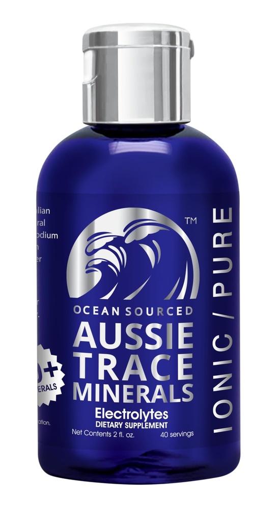 Aussie Trace Minerals - Magnesium Rich, Alhainen Natrium, Täydellinen Elektrolyytti Drops Hydraation, Energia & Recovery - 2oz / 60ml Liquid Supplement - Vegan, Keto Friendly