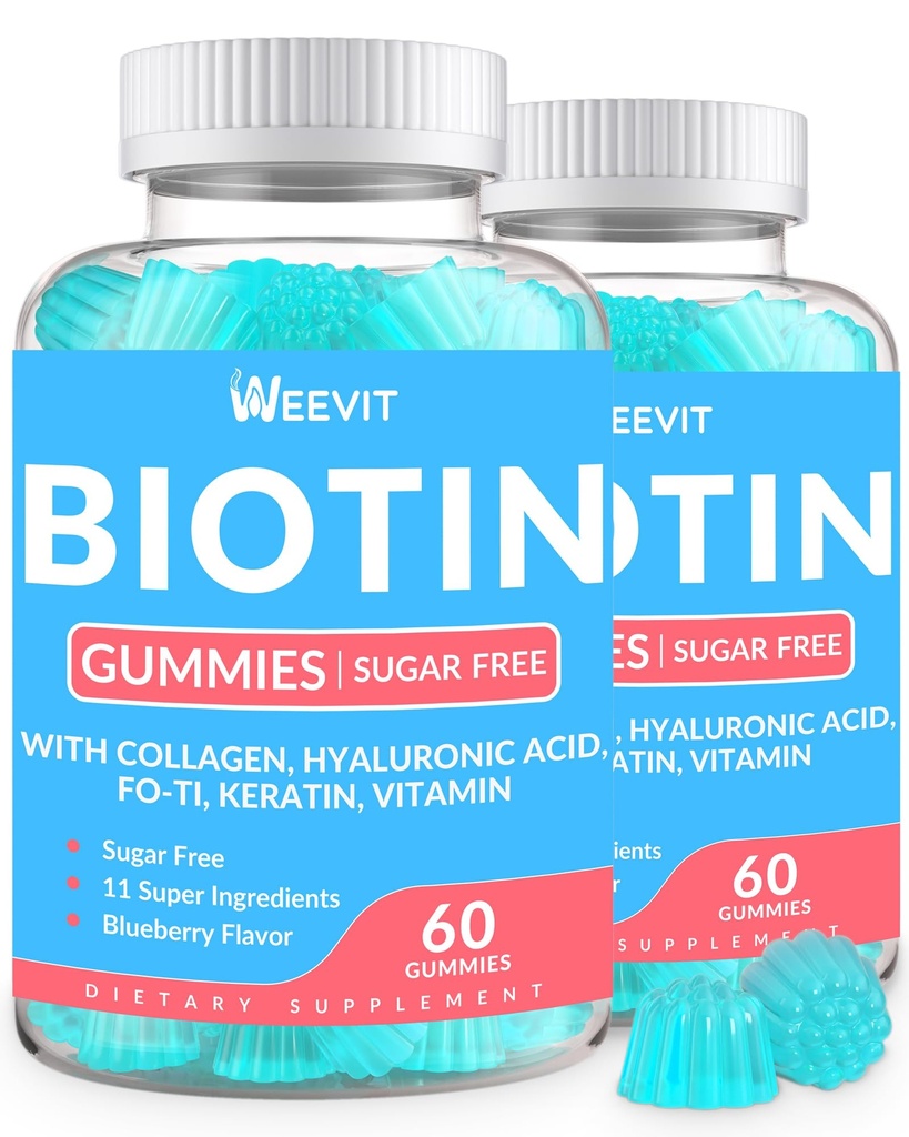 Sokeriton Biotin Gummies, Biotin ja Collagen Gummies Keratin, Hyaluronic Acid for Women & Men ...