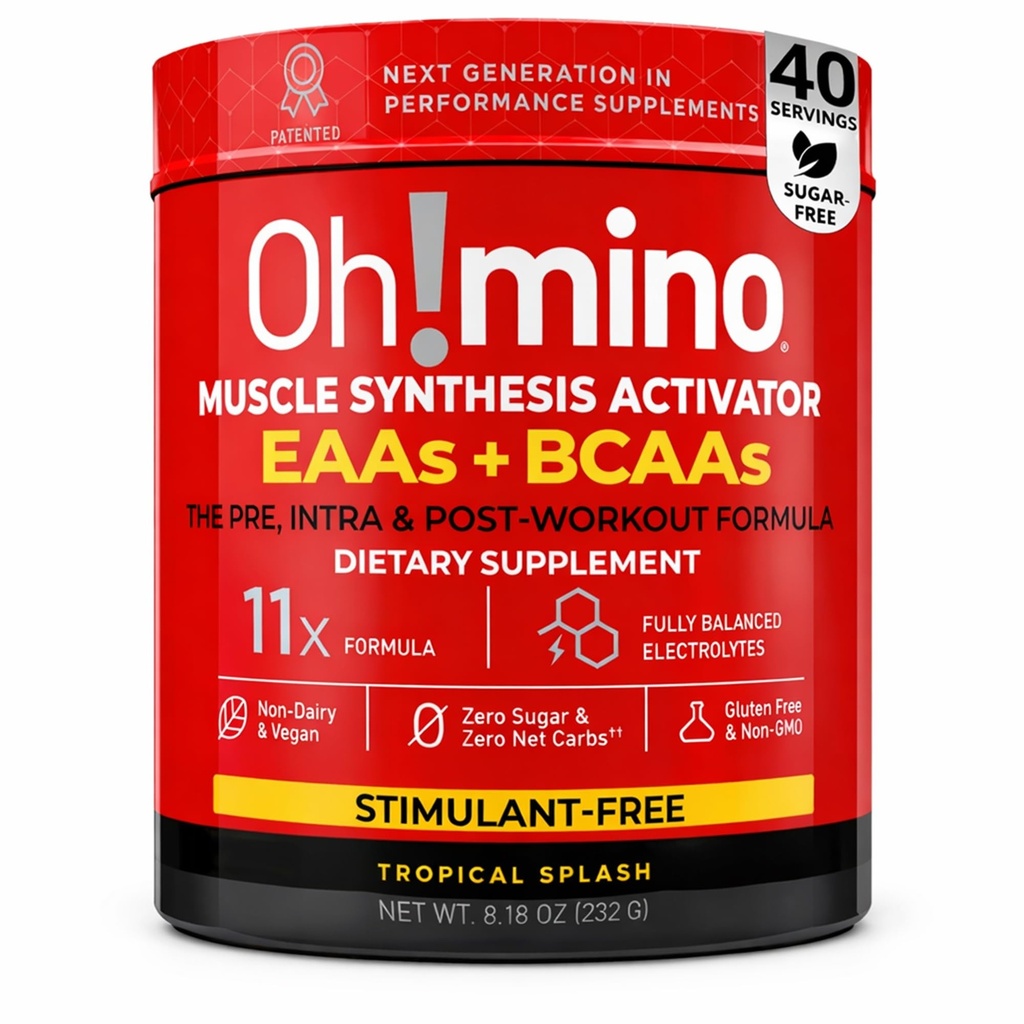 Oh!mino Essential Amino Acids Supplement. Trooppinen roiskeita, Stimulanttivapaata jauhetta. Kaikki 9 EAA, BCAAs ja Täydellinen Amino harjoituksia, Amino energia, ja rakentaa lihasten, ja palata nopeammin.