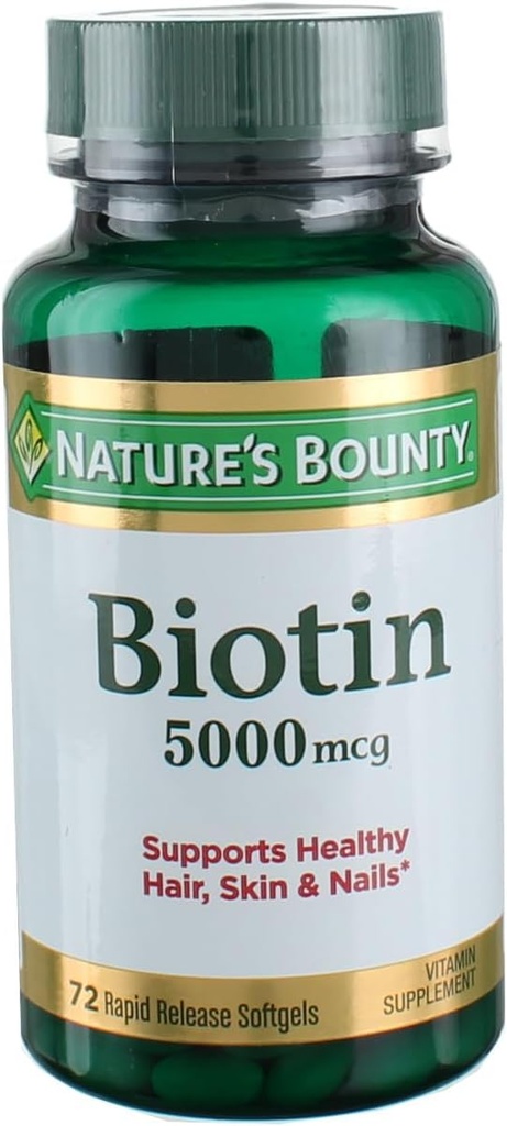 Luonnon Bounty Biotin 5000 mikrog Liquid Softgels 72 ea (paketti 3)