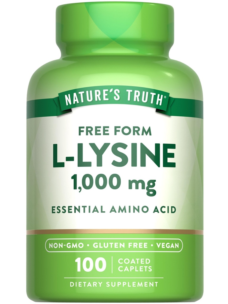 Naturens sanning L Lysine 1000mg | 100 Coated Caplets | Essential Amino Acid | Vegan, Non-GMO och Gluten Free Supplement