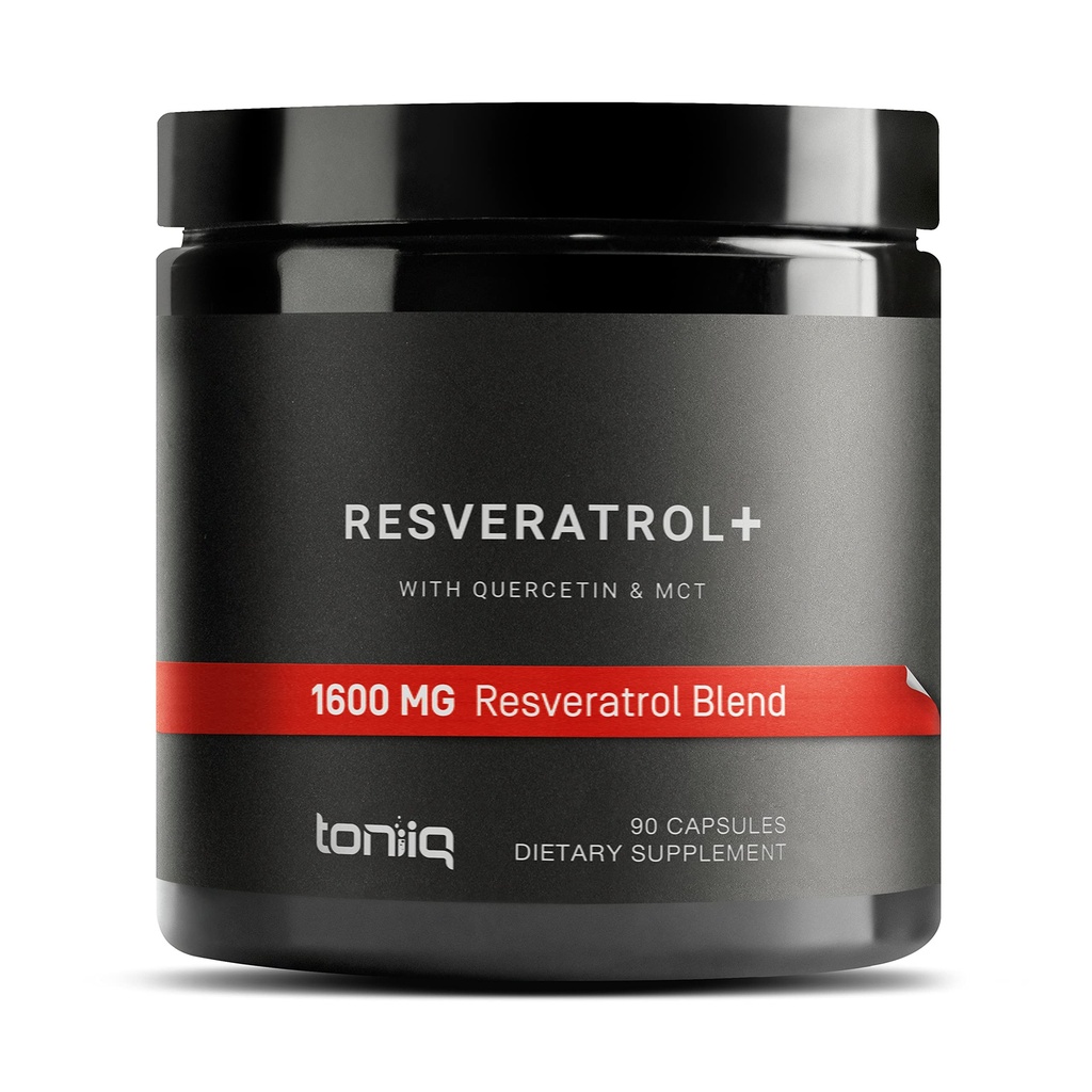 Toniiq 1600mg Resveratrol Blend - Ultra High Purity och 3rd Party Tested - med MCT Oil för Added Bioavailability - Optimal NAD Supplement