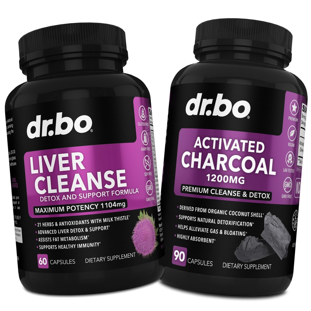 Maksa Cleanse & Aktivoitu Charcoal Kapselit - Maksan terveys pillereitä Artisokki, berberiini, Turmeerinen Yrtit - 1200mg Organic Coconut Charcoal pillereitä vatsakaasu ja turvotus tuki