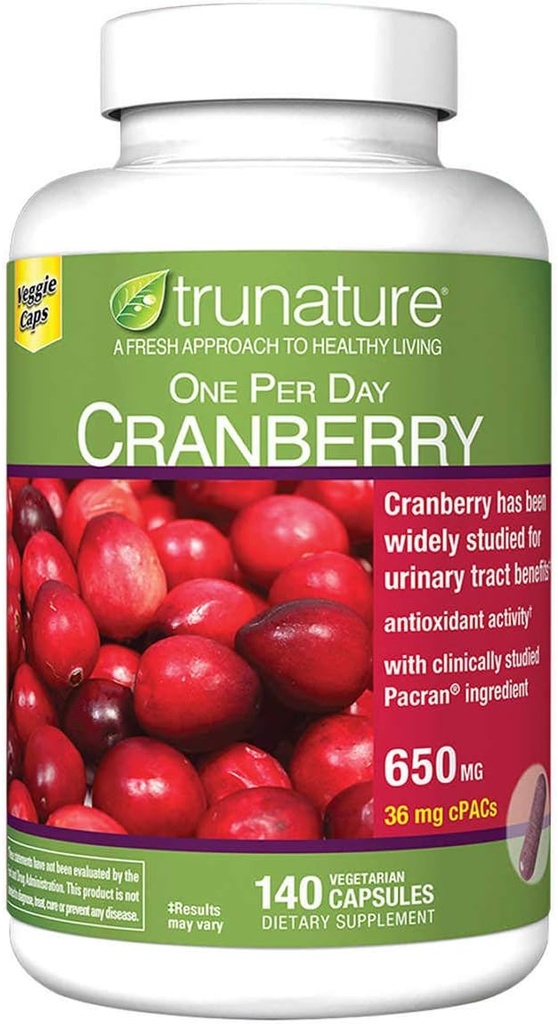 Trunature Cranberry 650 mg, 140 vegetariska kapslar (2 Pack)