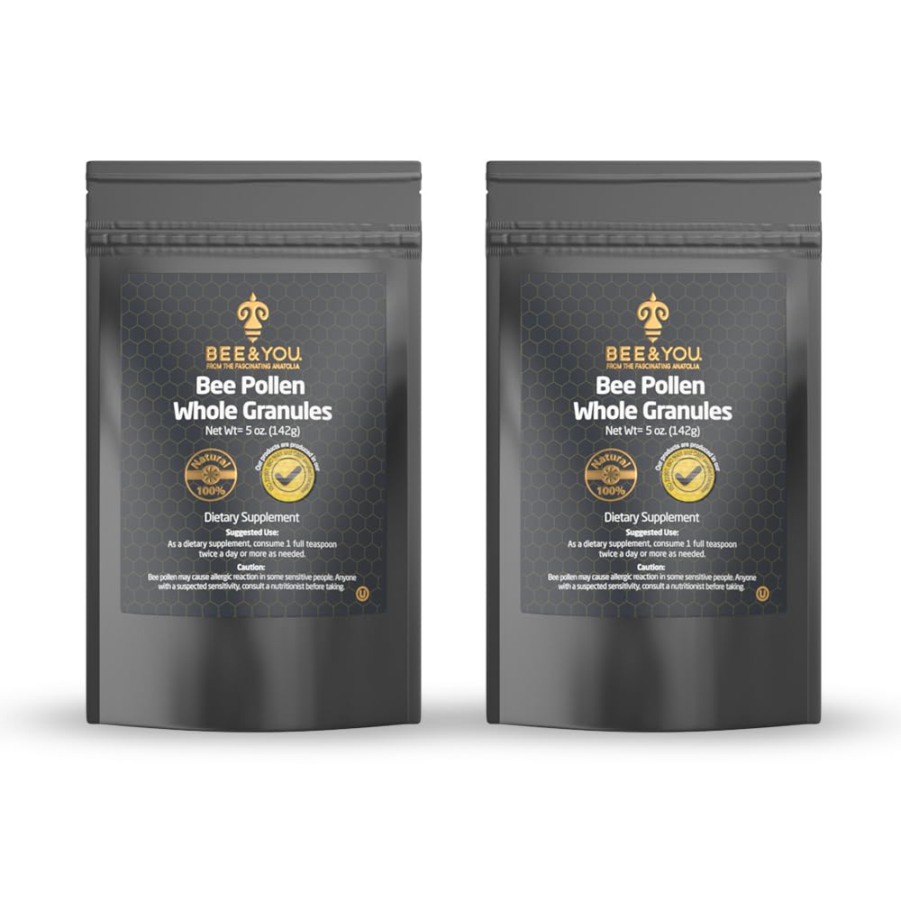 Bee and You - 100% Natural & Raw Bee Pollen Rakeet, Bee Pollen Superfood, Aminohapot, Antioksidantit, Entsyymit, B-vitamiini, Paleo, Keto, Gluteeniton, Aikuiset 5 Oz Pack of 2