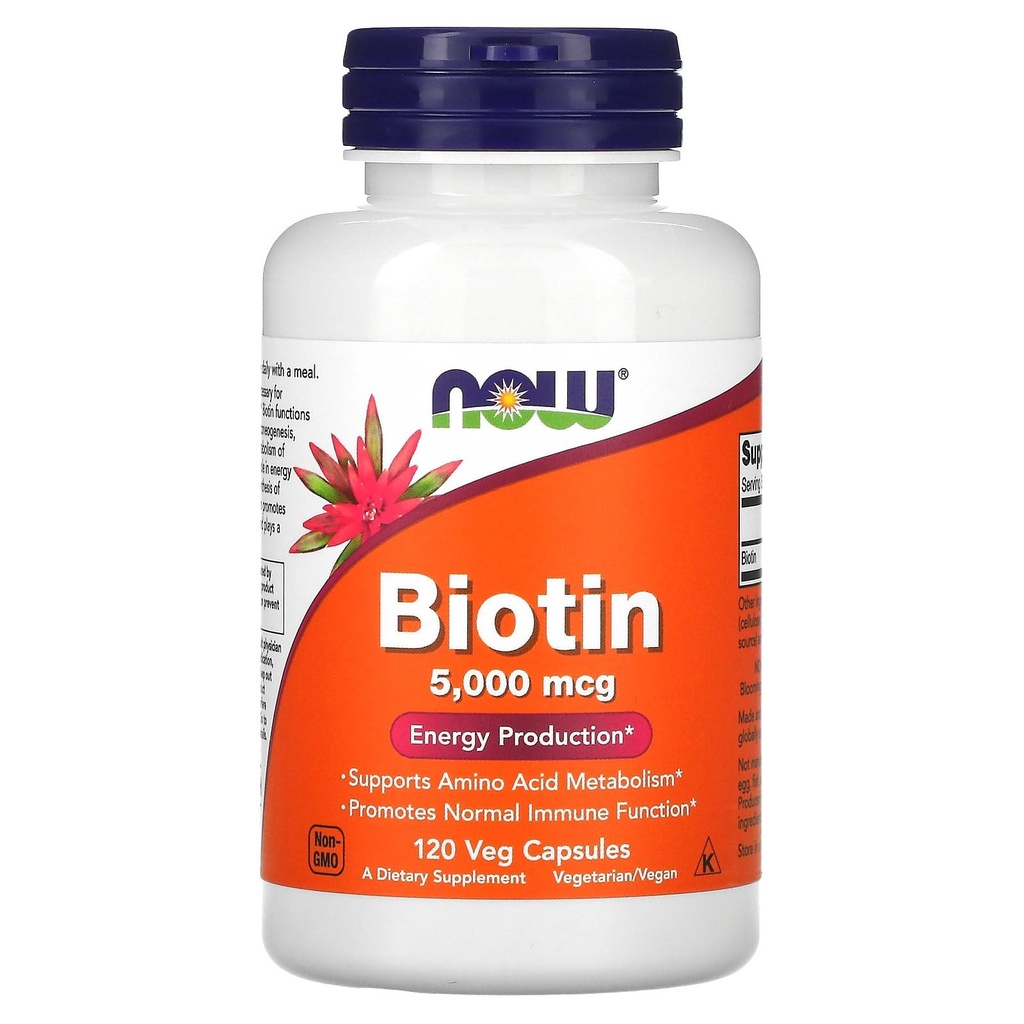 Now Foods Biotin 5 MG Kasvissyöjäkapselit, 120