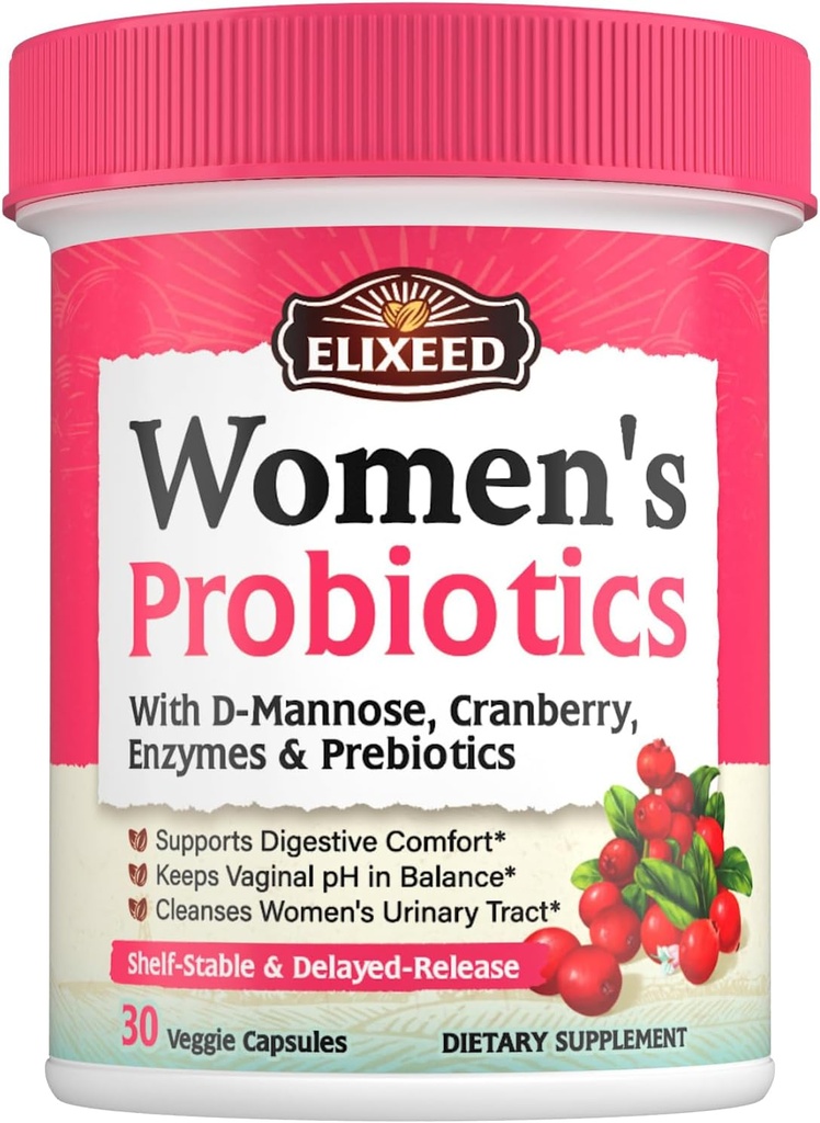 Probiootit naisille, 120 miljardia PMY prebiootteja Cranberry D- Mannose & Enzymes, digestiivinen emätin- ja virtsanjohdin terveys, 30 viiveellä vapautuvat Caps