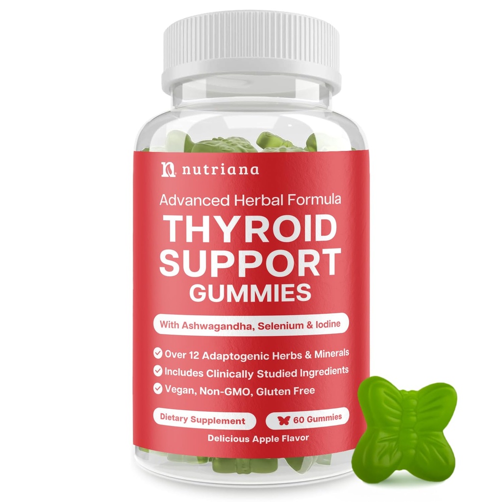 Kilpirauhasen tuki Gummies - Seleeniä täydentää & jodi täydentää kilpirauhasen tukea - energia Booster naisten ja miesten - hypotyreoosi täydentää aineenvaihduntatukea