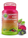 Naisten päivittäinen monivitamiini 50 Plus - Vegaani Methylated Multivitamiini naisille 50 ja yli Biotiini, Luomu Superfoods & Lutein - Silmät, energia, Gut & Optimal Health Support - Helppo niellä kapselit