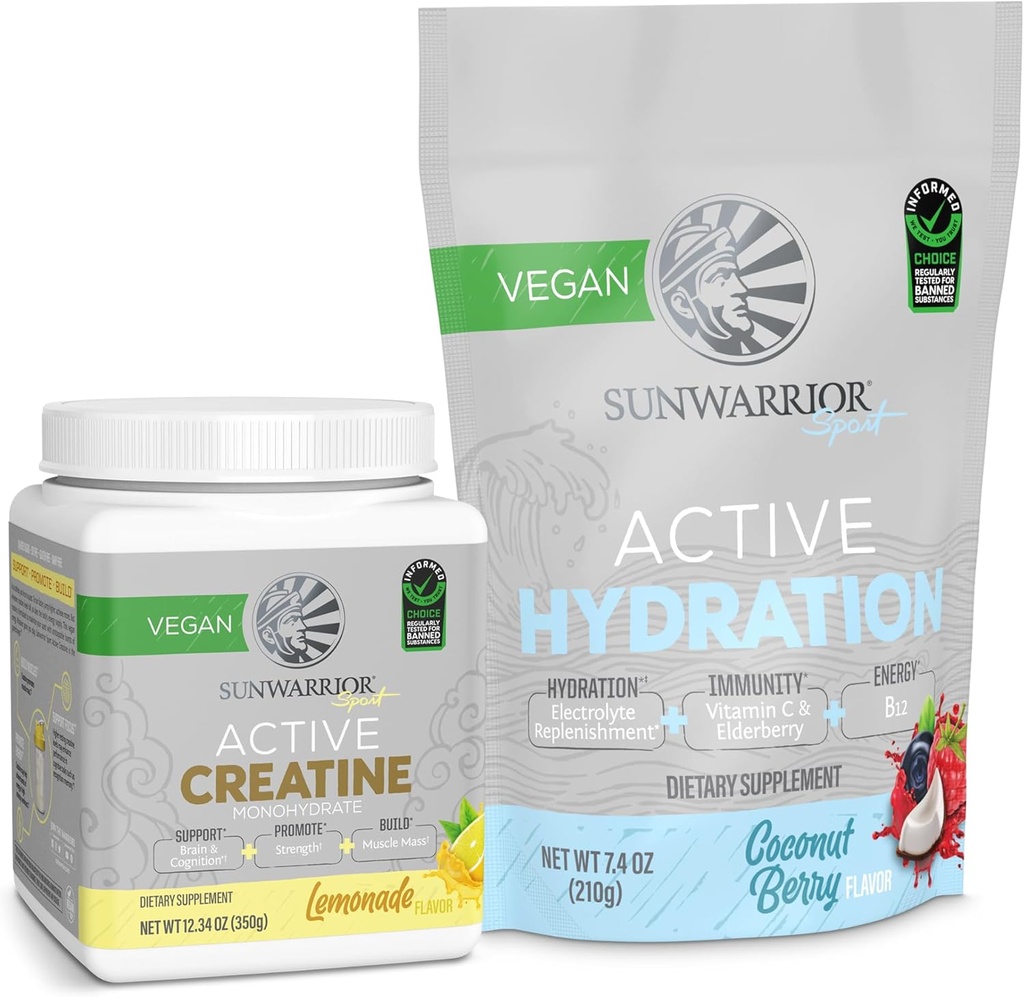 Sunwarrior Creatiini Monohydraatti Powder Limonade Maku 50 Tarjoukset & Hydraation Elektrolyytti Blend Kookosmarja maku 30 Tarjoukset