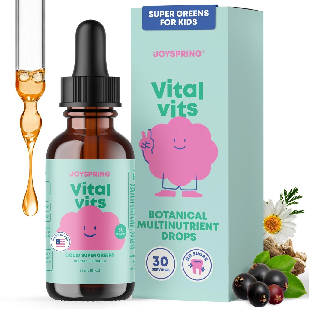 JoySpring Vits - Kids Liquid Multivitamiini - 1 fl oz (30 tarjoilua) ... Kasviperäisiä nesteitä lapsille...
