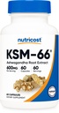 Nutricost KSM-66 Ashwagandha juuriuute 600mg, 60 Kasvismapettia - 5% Withanolides - with BioPerine - Full- Spectrum juuriuute