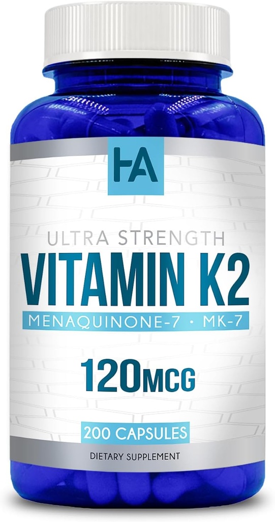 K2-vitamiini MK7 täydennysosa ... Suuri imeytyvä K2-vitamiinilisä aktiivilla MK7 Menakinonin muodossa Joint Heart & Immuno Support Vegaani ei-GMO-soy Free Made in cGMP Labs (200 kasviskapselia)