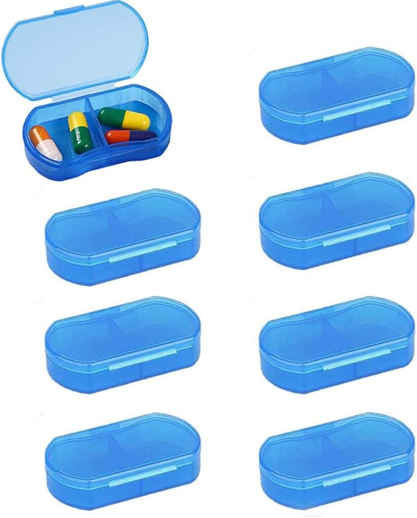 8PCS pilleri tapauksessa Järjestäjä tasku pieni pilleri haltija, Päivittäinen AM & PM säiliöt, Lääkkeen haltija, Ihanteellinen lääke, vitamiini, täydentää, täydellinen matkustaa, ihanteellinen kukkaro (sininen)