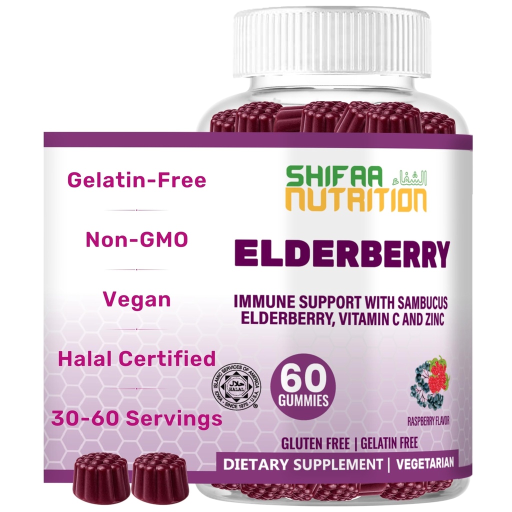 SHIFAA NUTRITION Vegaani Musta Sambucus Elderberry Gummies ...
