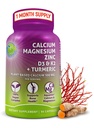 Plantbaserad kalcium 500mg (Aquamin) - Vegan Calcium Magnesium Zink D3 med vitamin K2 & Organisk gurkmeja - Förbättrad ben och muskelhälsa och styrka, immunstöd för kvinnor och män - 90 greve
