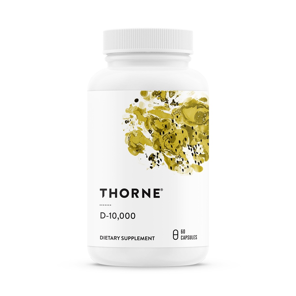 THORNE - Vitamin D3 Supplement - Stöder hälsosamma ben, tänder, muskler, kardiovaskulär och immunfunktion * - Gluten, Dairy & Soy-Free - 10 000 IE - 60 portioner