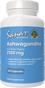 Sanar Naturals Ashwagandha 2,100 mg - Stressi- ja mielialatuen lisäosa - Edistää Focus ja kestävä energia, Ashwaghanda jauhe ja juuriuute Blend Black Pepper - ei-GMO, 120 kapselia