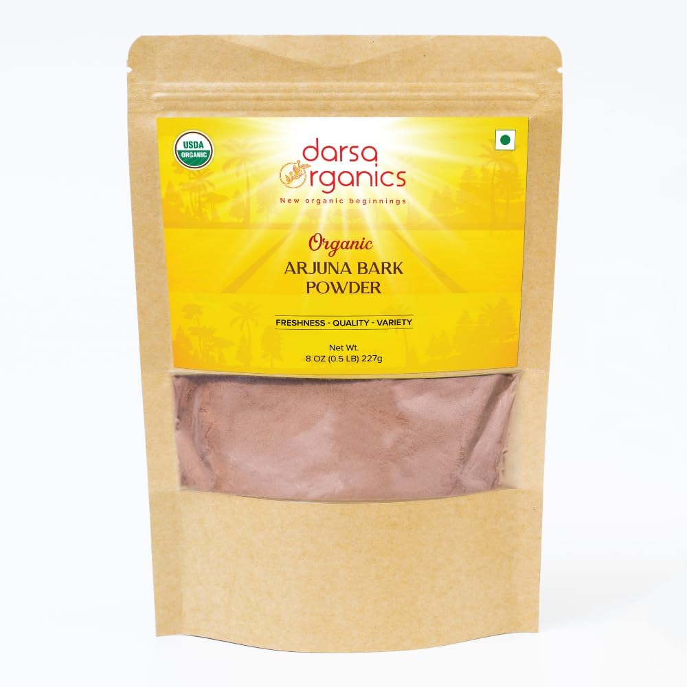 Arjuna Powder, 8 oz - USDA Organic Terminalia Arjuna sydän-, sydän- ja verenpaineen ylläpitoon, Arjuna Bark Powder, ei-GMO, gluteeniton, Kosher