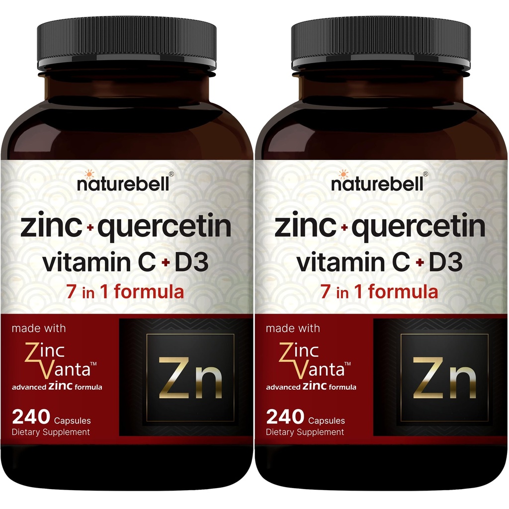 NatureBell Sinkki Quercetin C- ja D3- vitamiinilla, 480 kapselia (2 pakkaus) ...