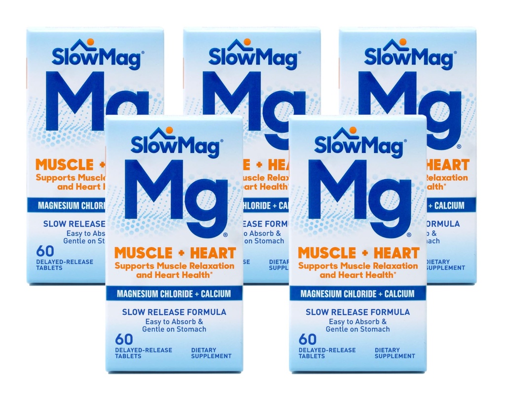 Slow Magnesium Chloride och Calcium, 60 tabletter vardera (Value Pack på 5)