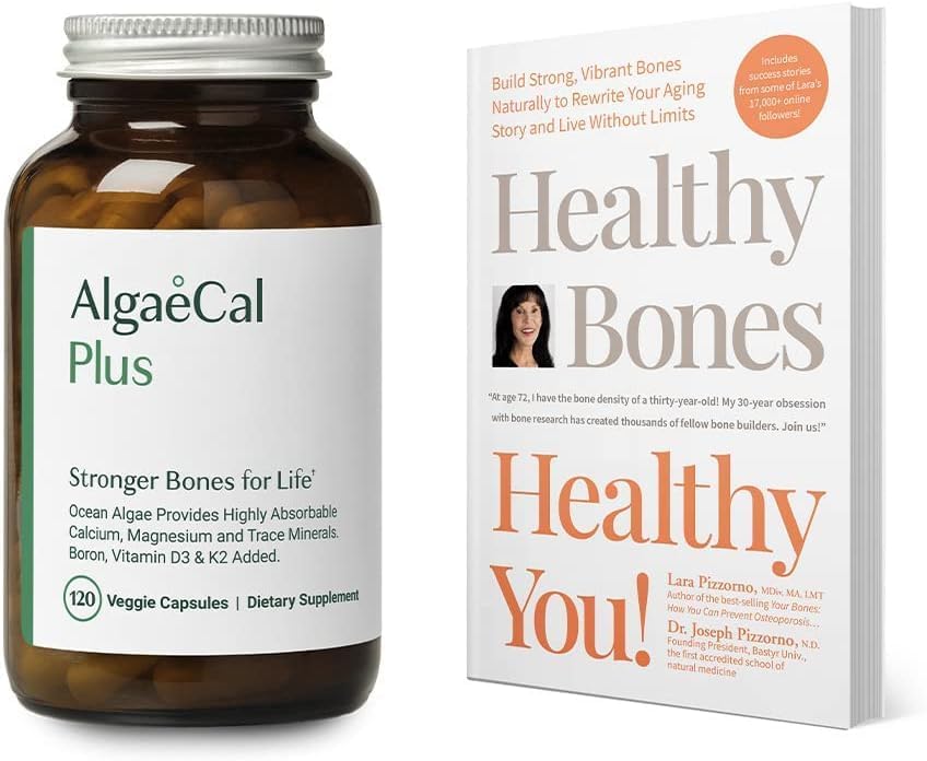 ALGAECAL Bundle kalsium täydentää naisten ja miesten D3- ja K-vitamiinia, magnesiumia ja Book by Lara Pizzorno Terve Bones Terve You, lisätä luun terveyttä, yhden kuukauden tarjonta