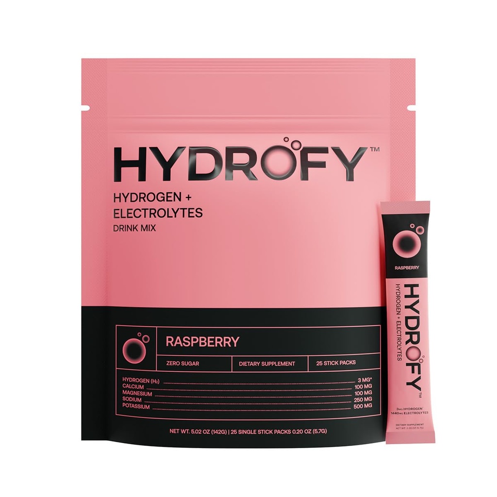 Hydrofy Vety Vesi + Elektrolyyttejä Drink Mix ... H2 Hydraation Packetit molekyylivetyä, natriumia, kaliumia, magnesiumia, kalsiumia ja kivennäisaineita...