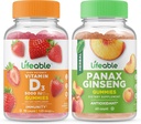 Livlig vitamin D 5000 IE + Panax Ginseng, Gummies Bundle - Great Tasting, Vitamin Supplement, Gluten Free, GMO Free, Chewable Gummy