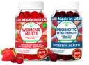 Lunakai USA Made Women Multivitamiini & Probiootti Gummies Bundle ... 16 Multi Vitamiinit & Probiootti digestion tuki 60ct Jokainen