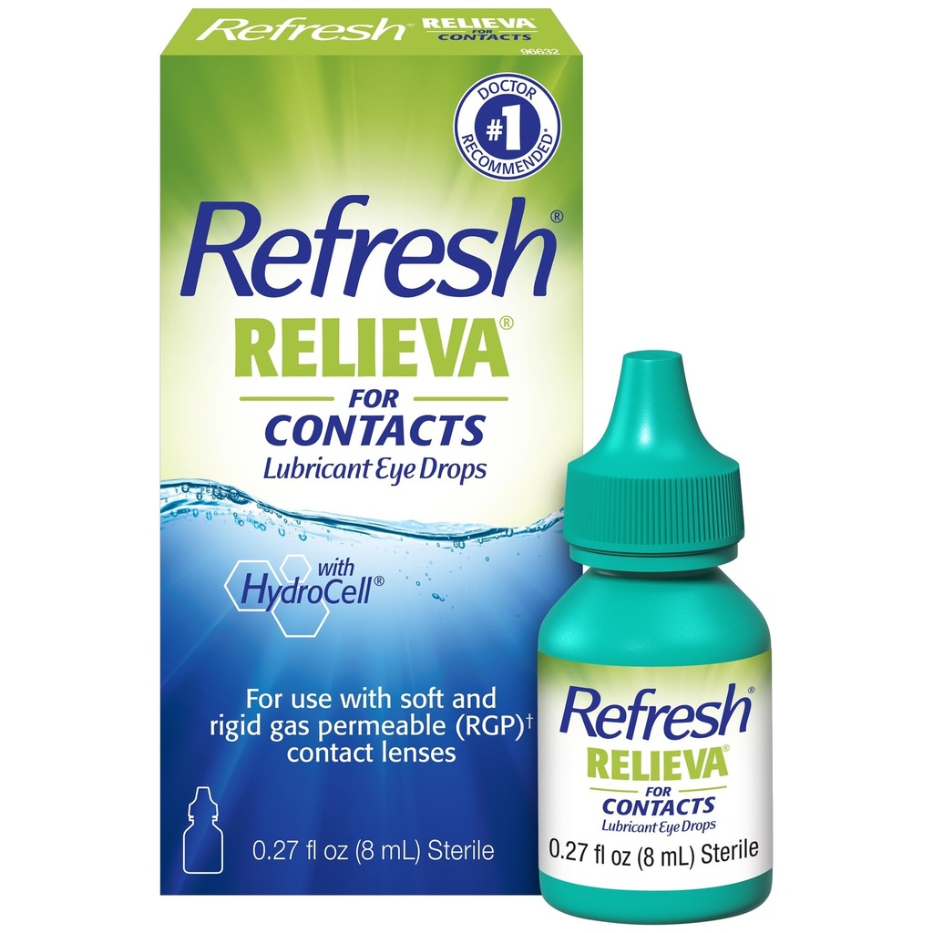 Päivitä Relieva kontaktien voiteluun silmätipat kuiville silmille, 0,27 Fl Oz Sterile