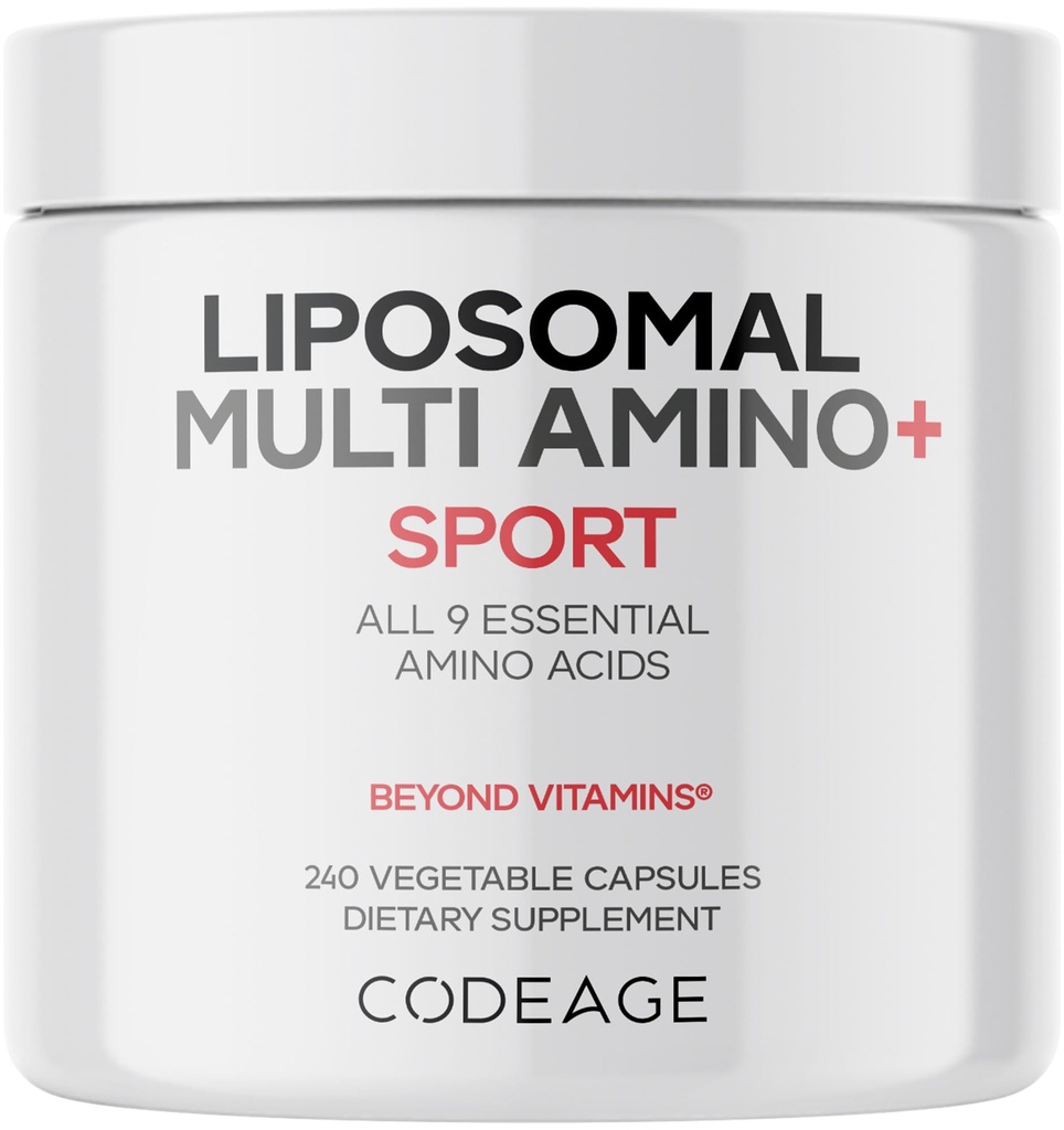Codeage Multi Amino+ BCAA & EAA Supplement, Kaikki 9 Essential Amino Acids, Vapaa Form haarautunut-Chain Aminohappo pillereitä, Sport Supplement, Pre & Post Harjoitus, Liposomal toimitus, Vegan, 240 kapselia
