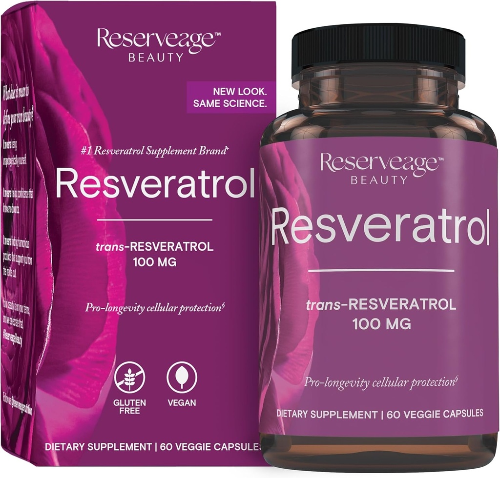 Reservskönhet, Resveratrol 100 mg, Antioxidant Supplement för hjärta och cellulär hälsa, stöder hälsosam åldrande och immunsystem, Paleo, Keto, 60 kapslar (60 portioner)