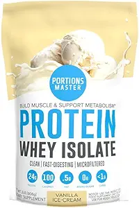 Portit Master CFM Heraisolaattiproteiinijauhe, 2 LB, 23g matalakarb, vähärasvainen, kylmäkäsitelty, nopea absorbointi, lihasten kasvu & Recovery Support (Vanilla Ice Cream)
