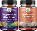 Magnesium Glycinate kapselit Mineraali- ja nootrooppinen aivojen Focus Mushroom - Immuunituki Bone Health Mood Support - 10X Sieni Blend sokeritasapainon ja mielenfocus