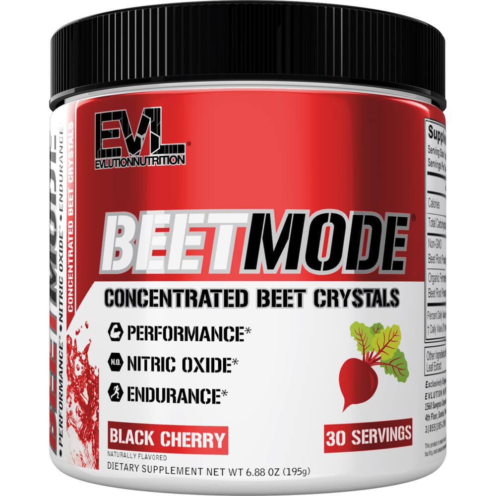 Evlution Nutrition BeetMode - Juurijauhe - Typpioksidi Booster - Black Cherry Flavor - Pre- tai post-Workout lisäravinteen energia & suorituskyky - Vegan & Gluteenittomat - 30 tarjoilua