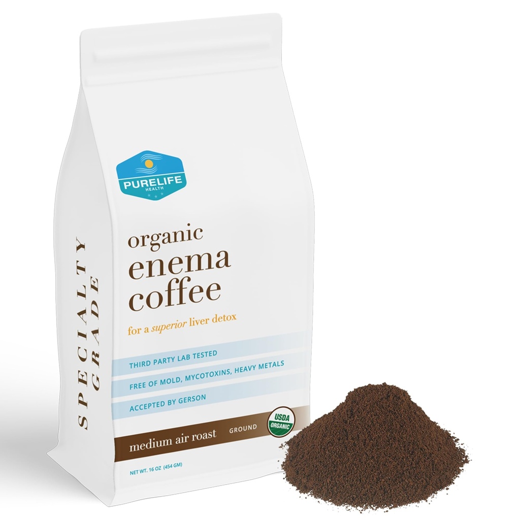 PureLife Enema Coffee- 1 Lb - Organic Gerson Specific - Ground - Mold & Sieni Ilmainen - Ilmapaahdettu Medium / Lähetetty Fresh-American Omistaa ja toimii vuodesta 2012