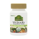 Natures Plus Lähde Life Garden Vitamiini D3 & K2-60 Vegaanikapselit - Edistää Bone Support, Immuunit, Kardiovaskulaarinen terveys ja mieliala Balance - Vegaani, Gluteeniton - 60 tarjoilua