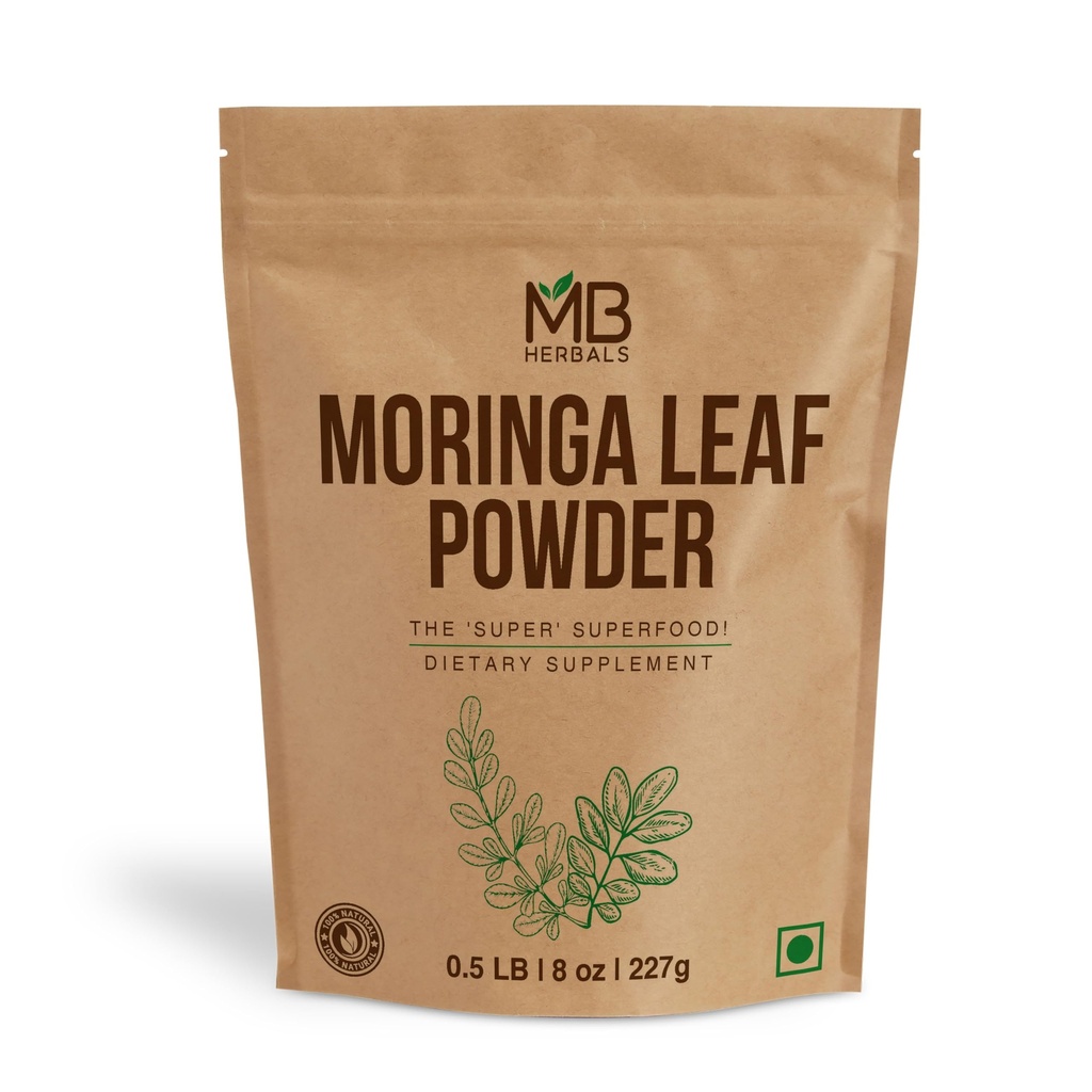 MB Herbals Moringa Leaf Powder 8 oz (227g / 0,5 LB) 100% Pure Moringa Powder ...
