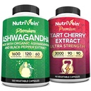 Nutrivein Premium Ashwagandha kapselit & Tart Cherry kapselit Bundle: High-Absorption Tart Cherry Extract ja Ashwagandha täydentää Recovery, Balance, ja Vitality