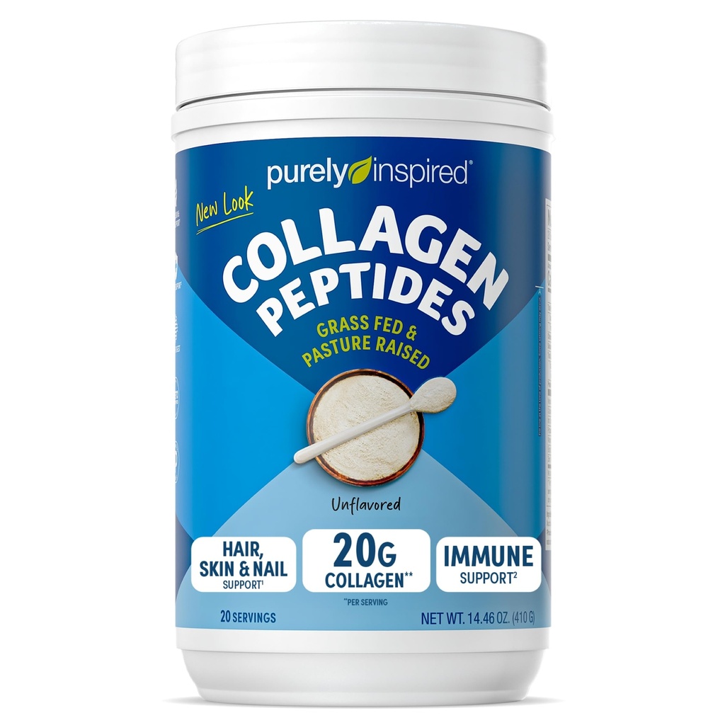 Puhtaasti inspiroitu kollageenijauhe, makua sisältämätön (20 tarjoilua) - 20g Collagen Peptides Protein Powder for Women & Men - Grass-Fed & Pasture Raised - Gluteeniton, Paleo & Keto- ystävällinen Collagen Drink