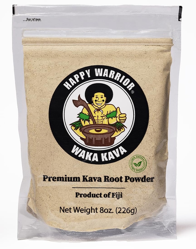 Happy Warrior Kava Powder - Premium Noble Waka Kava från Fiji - 8 oz