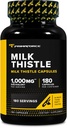 Primaforce Milk Thistle 180 kapselia 1000mg Ekvivalentti - Gluteeniton, ei-muuntogeeniset ravintolisä, alkaen 250mg / 4:1 uute