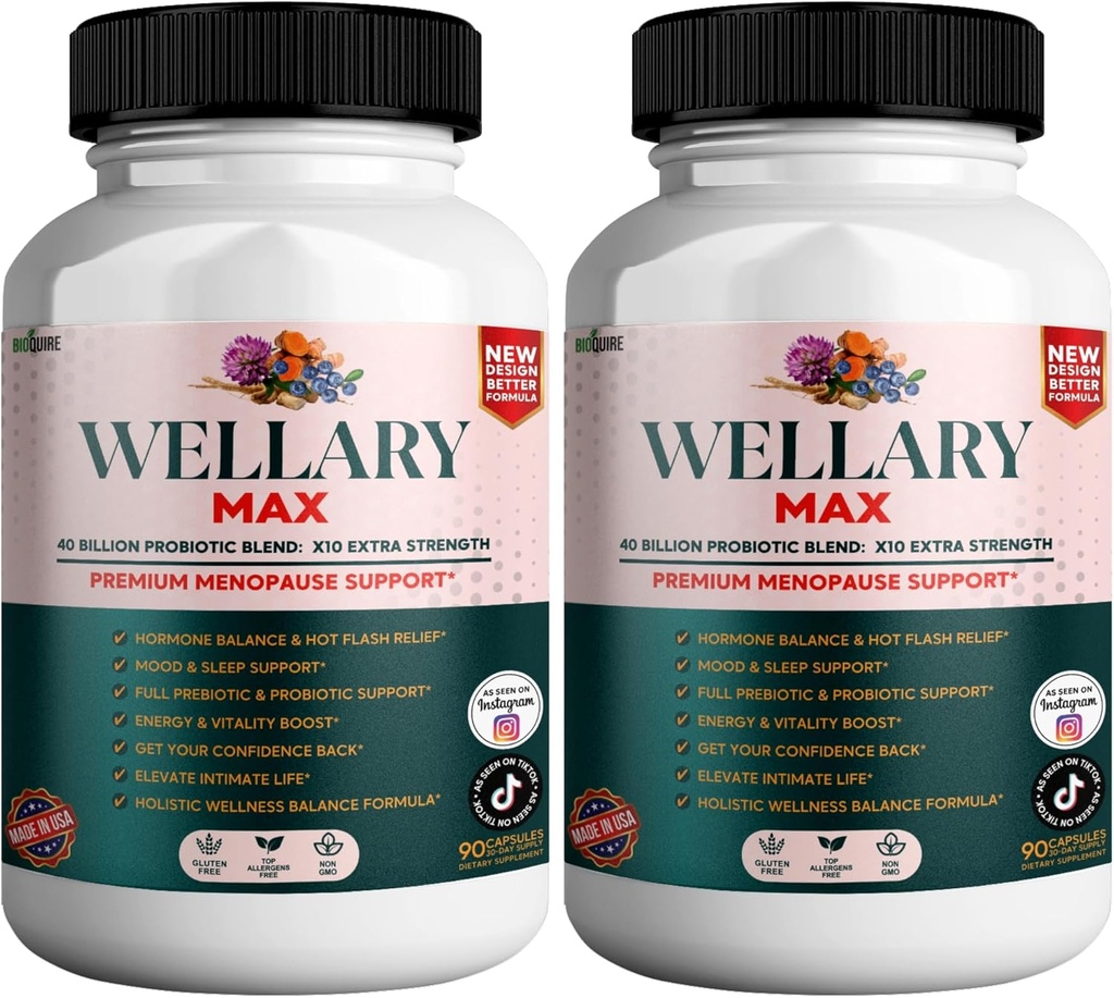 Wellary Max Menopause Support Supplement, 40 miljardia PMY Probiootti Blend, 90 kapselia (2)
