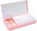 PORT X POLISH Designer Weekly Pill Box Organizer (AM/PM 2X Daily, Blush Pink) | Compact, Stylish 7-Day Vitamin Supplement Case | Söt Portable Mini Travel Medicine Carrier | BPA-Free Pillbox Caddy