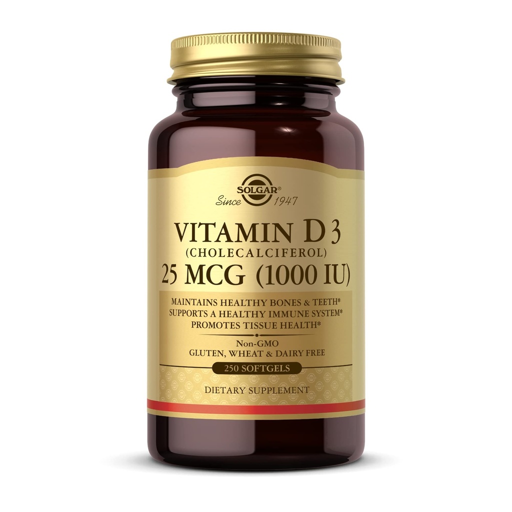 Solgar - D3-vitamiini (kolekalsiferoli) 1000 IU Softgels, 250