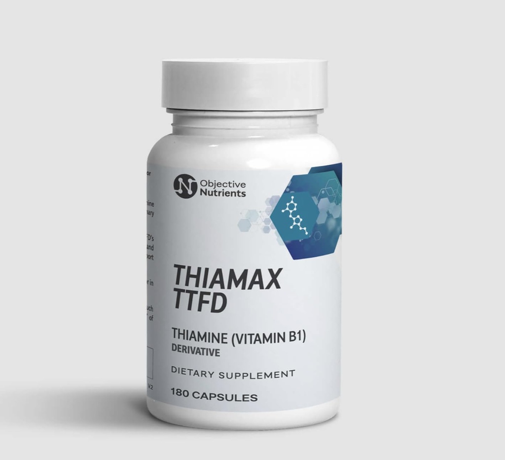 Tiamax B1-vitamiini (Tiamine TTFD), Alkuperäinen, Ei myrkyllisiä täyttöaineita, tukee energian aineenvaihduntaa, suuri annos, kolmannen osapuolen testattu, kaikki vaikuttavat ainesosat 100mg, 180