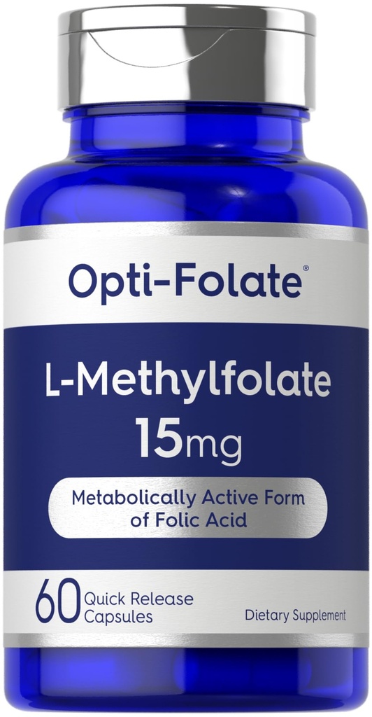 Carlyle L Methylfolate 15mg | 60 kapslar | Max Potency | Optimerad och aktiverad | Non-GMO, Gluten Free | Methyl Folate, 5-MTHF | av Opti-Folate